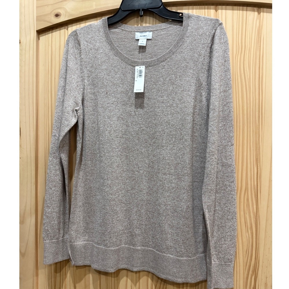 Old Navy Womens Oatmeal Heather Beige Crewneck Sweater Long Sleeve Size M NWT